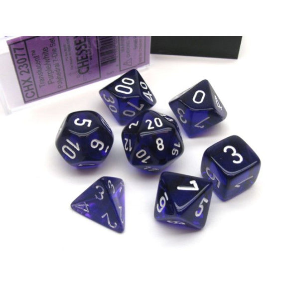 Translucent Polyhedral Dice Set Purple-White