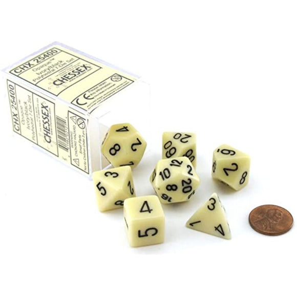 Polyhedral Dice Set Opaque Ivory/Black
