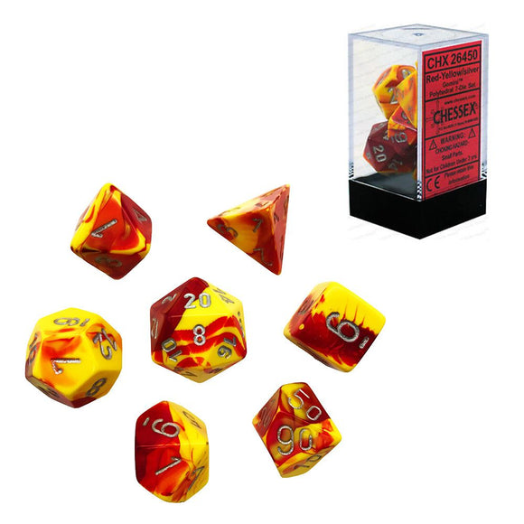 Gemini Poly Dice Set Red Yellow Silver