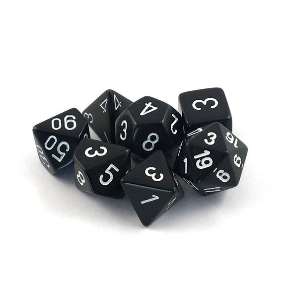 Chessex Opaque Polyhedral Dice Set Blk/Wte