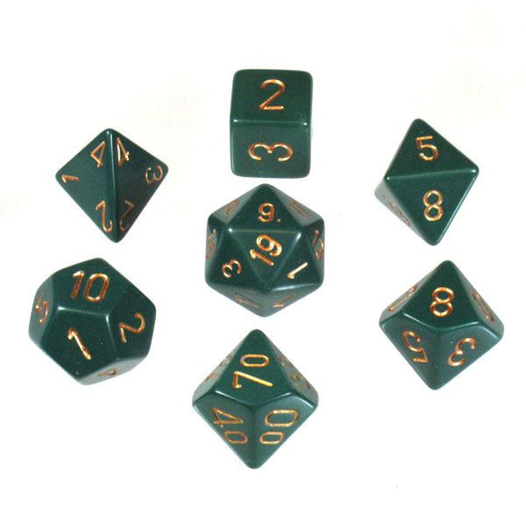 Opaque Poly Dice Set Dusty Green - Gold