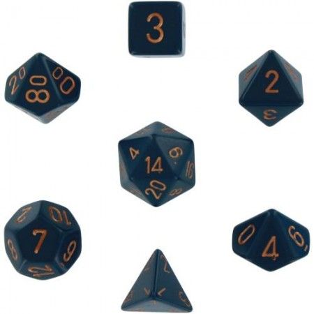 Opaque Poly Dice Set Dusty Blue-Gold