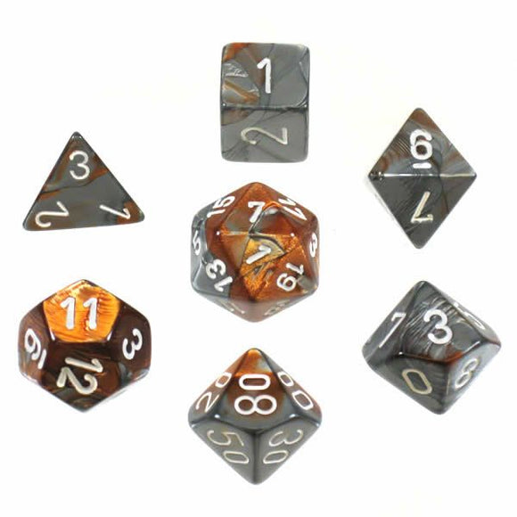 Chessex Gemini Poly Dice Set Copper Steel