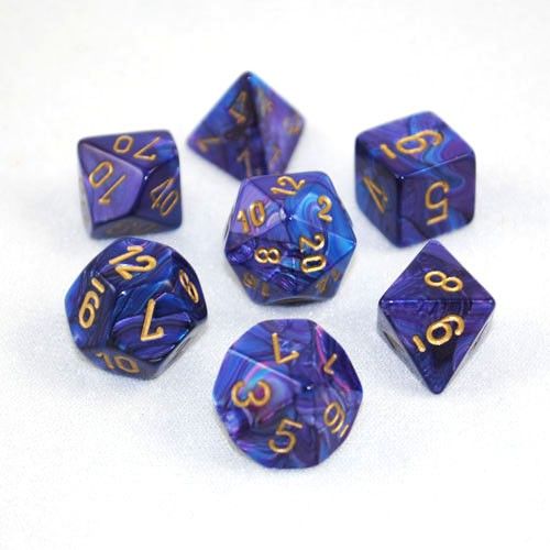 Polyhedral Dice Set Lustrous Purple-Gold