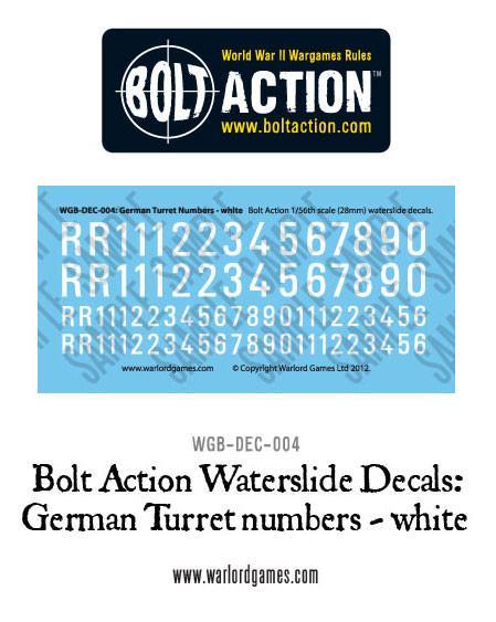 German Turret Numbers - White Decal Sheet