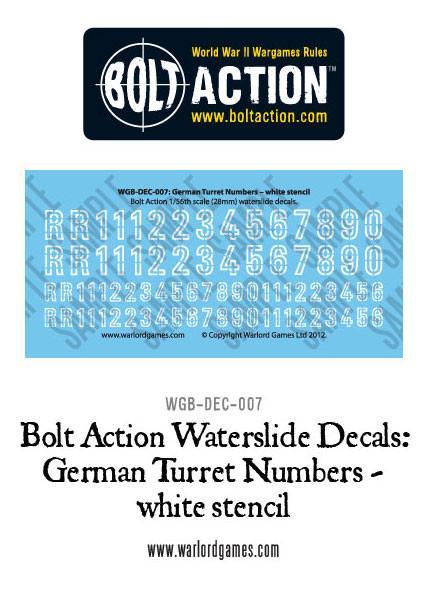 German Turret Numbers - White Stencil Decal Sheet