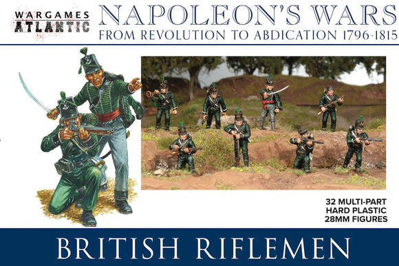 British Riflemen 32 x 28mm Hard Plastic Models - Napoleonic