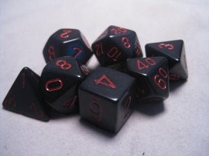 Chessex Dice Sets: Black/Red Opaque Poly 7 dice set