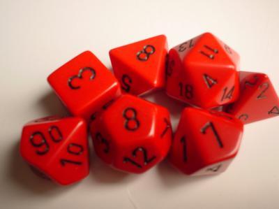 Chessex Dice Sets: Red/Black Opaque poly 7 Dice Set