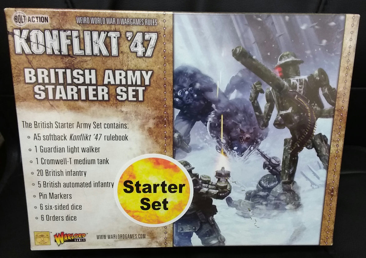 Starter Set British Konflikt '47 - Figurines 28mm, Inclut Walker Guardian, Tank Cromwell-T, Infanterie