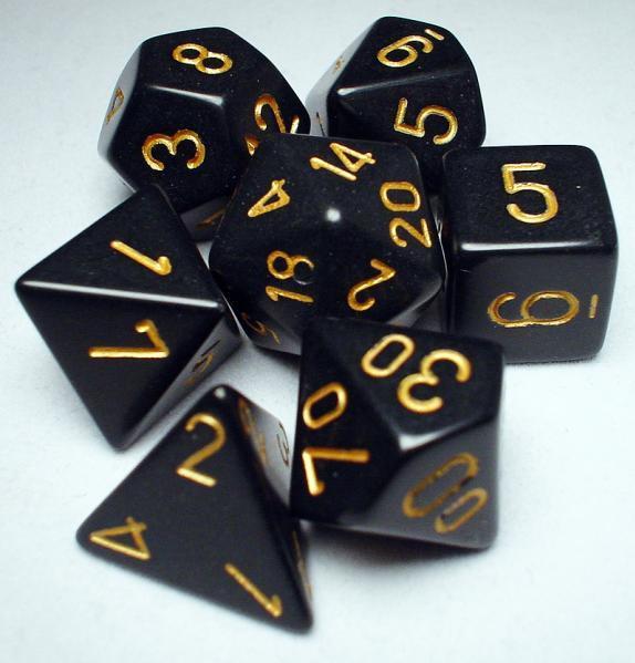 Opaque Polyhedral Dice Set Black-Gold