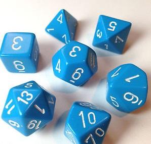Opaque Polyhedral Dice Set - Light Blue/White