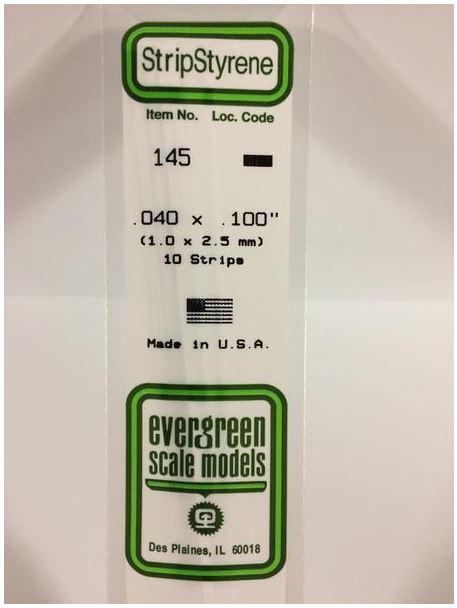 Stripstyrene White 1 x 2.5mm (10) 145