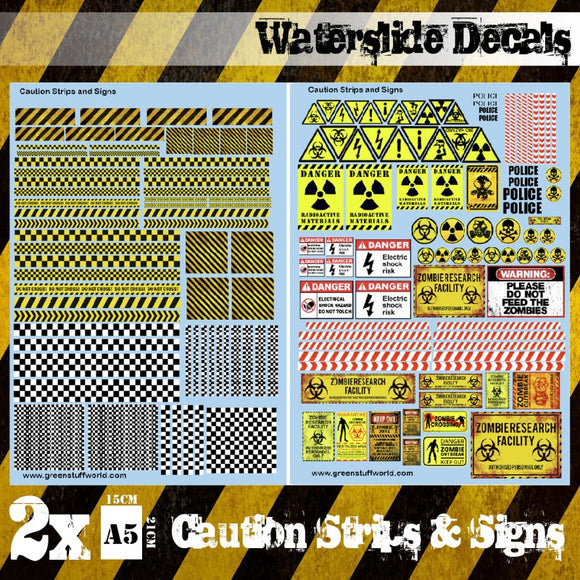 Caution Strips and Signs - Waterslide Decals