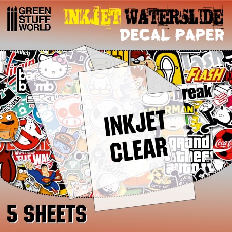 Waterslide Decals Paper (5 Sheets) - Inkjet Transparent