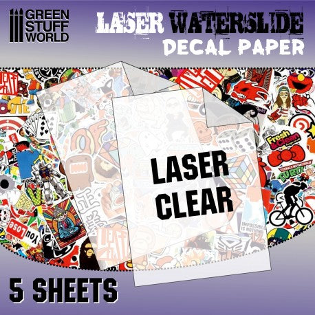 Waterslide Decals Paper (5 Sheets ) - Laser Transparent