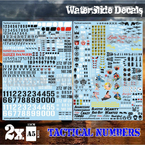 Tactical Numbers and Pinups - Waterslide Decals